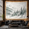 thumbnail image 6 of Snowy Mountain with Evergreen Forest on Misty Slopes Serene Watercolor for Nature Enthusiasts Forest Landscape Art Decor Christmas Gift Tapestry Wall Hanging for Bedroom and Living Room, 6 of 7