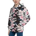 thumbnail image 2 of Honeii Orchids Flowers Pattern Long-Sleeve Hooded Sweatshirt Pullover Hoodie for Boys and Grils-Medium, 2 of 6