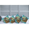 thumbnail image 2 of Ambesonne Blue Throw Pillow Cover 4 Pack, Western Style Robot Cowboy, 20", Petrol Blue and Brown, 2 of 7
