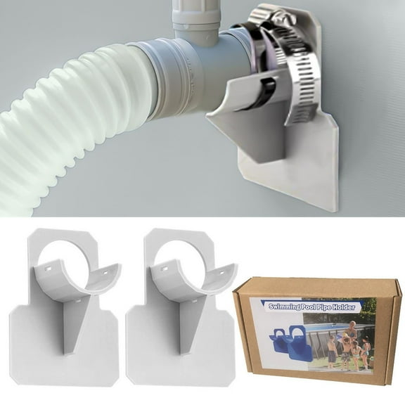 Pool Hose Clamp Kit, Swimming Pool Pipe Holders, ABS Plastic Hose Support with Stainless Steel Clamps, Cable Ties, and Tape for Above Ground Pools, 0.98-1.5 Inch Diameter