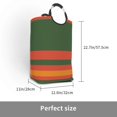 thumbnail image 3 of Waterproof Collapsible Laundry Hamper, Vintage Green Stripe Aluminum Handle Laundry Bag Storage Basket, 50L, 3 of 6