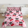 thumbnail image 2 of Feelyou Bowknot Cherry Kids Twin Comforter Sets, Pink Buffalo Plaid Bedding Set, 2 Pieces, 2 of 8