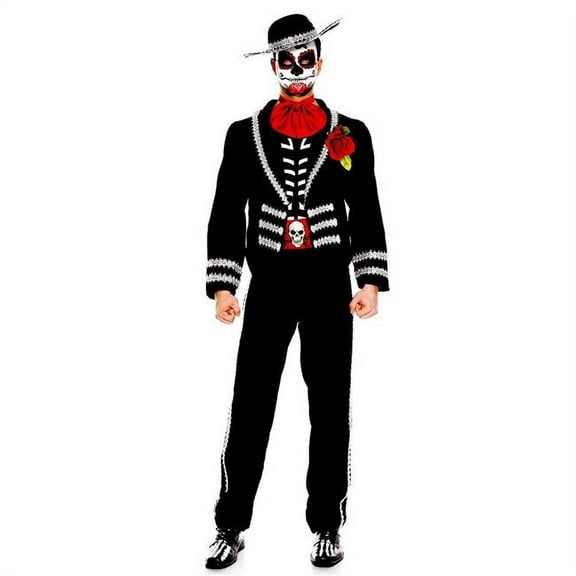 Music Legs Women's 6 Piece Mariachi Vest & Pants with A Skeleton Skull Belt; Hat; Mask & Scarf; Large 76631-L