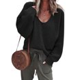 thumbnail image 4 of Unatoiry Lady Long Sweater V-Neck Knitted Clothes Coldproof Tops Solid Pullover, 4 of 5
