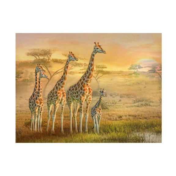 Canvas Wall Art - Trudi Simmonds 'Giraffe Family' Wall Art for Living Room, Bedroom, or Office Décor by Trademark Fine Art - 19 x 14 Inches