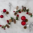 thumbnail image 2 of Northlight 5' x 4" Frosted Pine Cone, Twig, Berry and Wooden Rose Artificial Christmas Garland -, 2 of 3