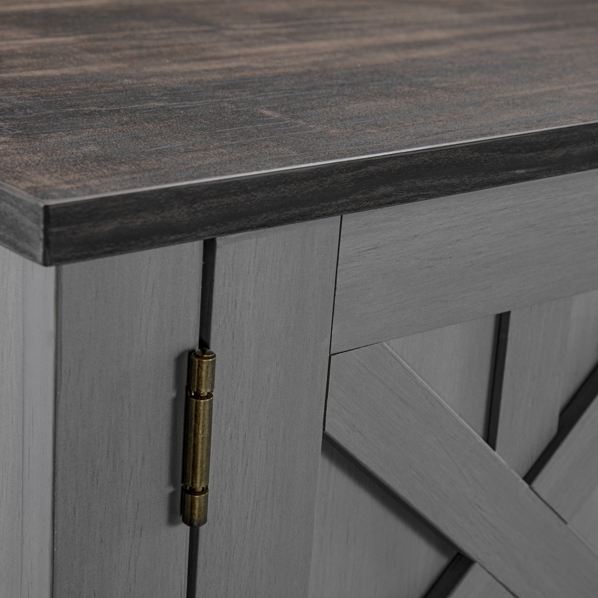 Joy River 54" Rustic TV Stand with Barn Door Cabinets,Grey