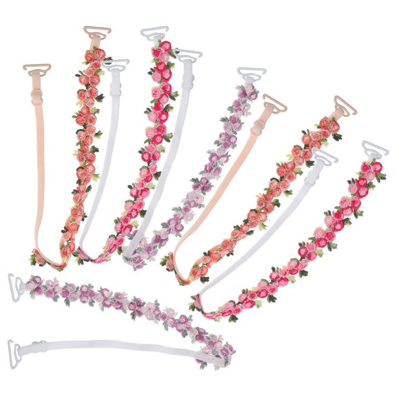 Milisten Embroidered Flower Bra Straps Multi Color Antislip Design 3Pairs