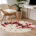 thumbnail image 5 of Red Flowers Round Area Rugs Collection 3.3', Vintage Chinese Painting Plum Branches Non Slip Indoor Circular Throw Runner Rug Floor Mat Carpet for Living Room Dining Table Bedroom Nursery, 5 of 9