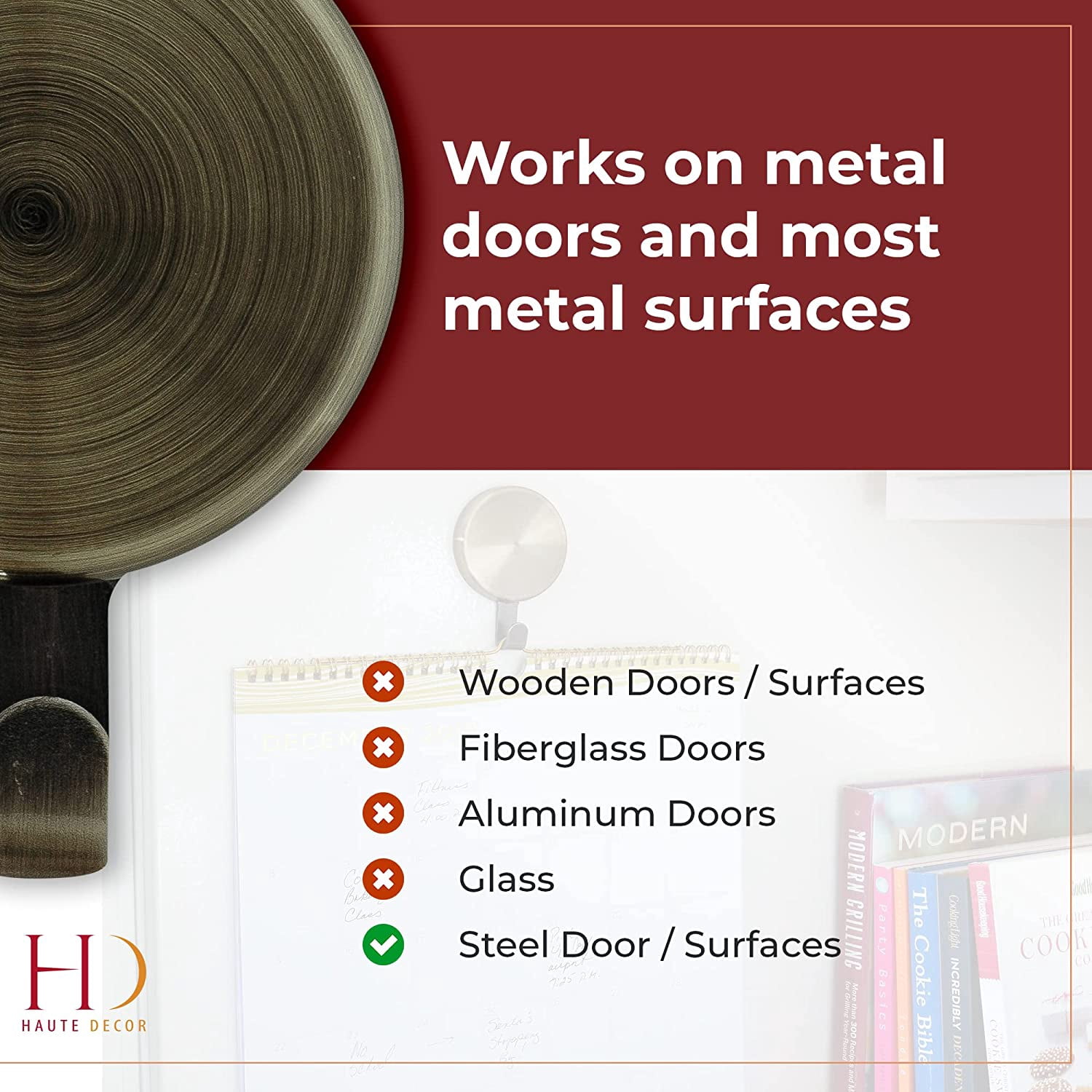 Elegant decorative magnetic hook, 1-pack - strong magnetic hook, suitable for metal doors and surfaces