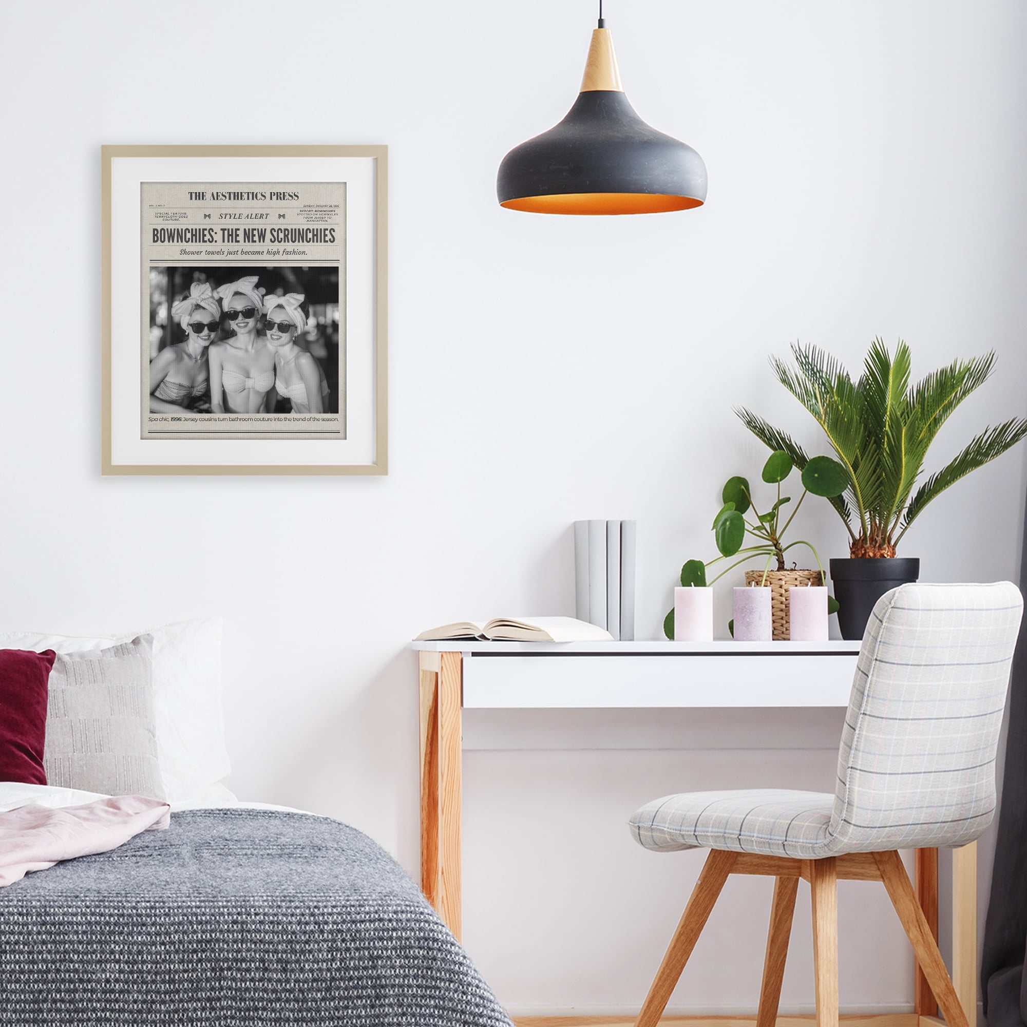 The Aesthetics Press Magazine Birch Framed Print Under Glass, design by A Barefoot Stylist