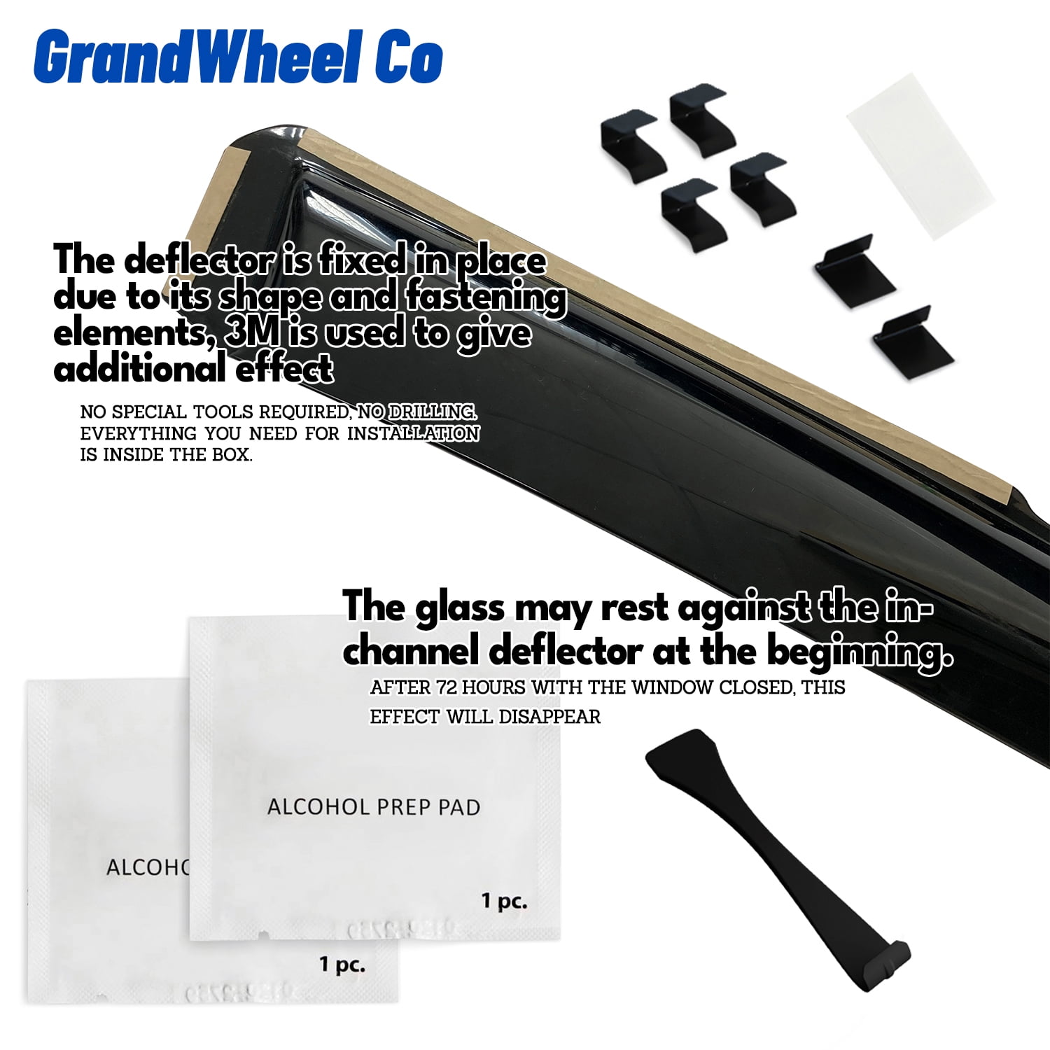 GrandWheel Co Window Deflectors Smoke Tinted in-Channel Side Window Vent Visor Deflectors Rain Guards Compatible with Ford F150 2015-2020 SuperCrew (fit for F250-F550 17-25) - 4pcs. GW0815