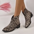 thumbnail image 3 of NECHOLOGY Botas Mujer Zapatos Botines de mujer Otoño puntiagudos Color bloqueado leopardo estampado V moda botas de mujer de tamaño tacón cremallera trasera estampado botas (Brown, 8.5), 3 of 7