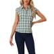 thumbnail image 1 of CAMISA DE BOTONES DE CUADROS CON CUELLO PUNTA Y MANGAS CORTAS PARA MUJERES CHIC INSPIRE TAMAÑO XS VERDE Y BLANCO, 1 of 6