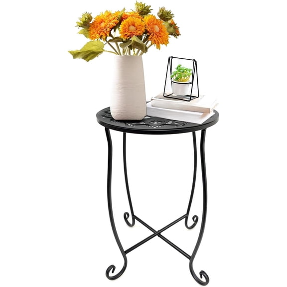 Side Tables for Small Space, Metal Outdoor Indoor Round Side Table, Small End Table Pool Chair Side Table for Patio Yard Porch Balcony Garden Bedside Plant Stand
