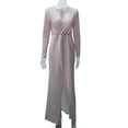 thumbnail image 2 of Robe à Paillettes pour Femmes à Col en V Profond avec Fente, Manches Longues, Robe de Boîte de Nuit, de Fête et de Soirée, 2 of 6