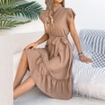 thumbnail image 4 of Taylonsss Womens Summer Casual Dress Flutter Sleeve Belted Midi Dress Elastic Comfort Fit Versatile Outfit, 4 of 8