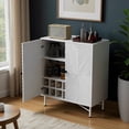 thumbnail image 2 of HAIMOO Sideboard Cabinet Wooden Wine Cabinet with 14 Bottle Slots Bar Cabinet with Glass Holders/Freestanding Wine Rack/Adjustable Shelf Bar Table Buffet for Living Dining Room White, 2 of 10