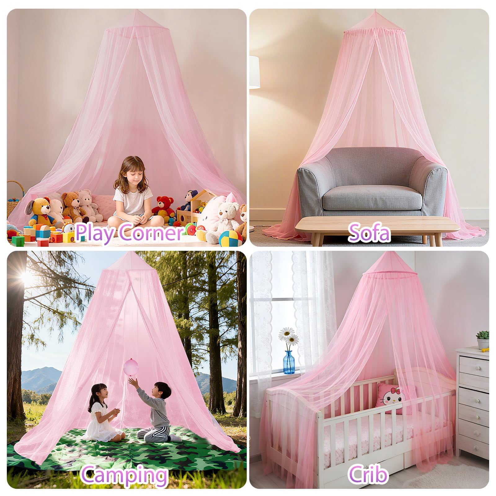 Pink Princess Bed For  Full And Queen Sizes; Mosquito Net Outdoor Use;bedroom Accessories;ceiling Tent Reading Nooks