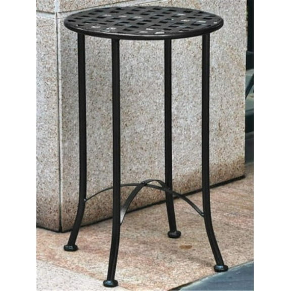 International Caravan 16 in. Iron Patio Side Table (Antique Black)