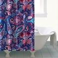 thumbnail image 4 of Blue Pioneer Flower and Paisley Pattern Shower Curtain 72"x72" ,Bathroom Decorative Shower Curtains Set with 12 Hooks,Modern Waterproof Washable Shower Curtain, 4 of 6