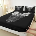 thumbnail image 3 of Feelyou Teens Western Goth Art Twin Sheet Sets, Angel Wings Cross Print Twin Fitted Sheet, Cartoon Graffiti Flat Sheet, Ultra Soft Bedroom Decor, 3-Piece, 3 of 7
