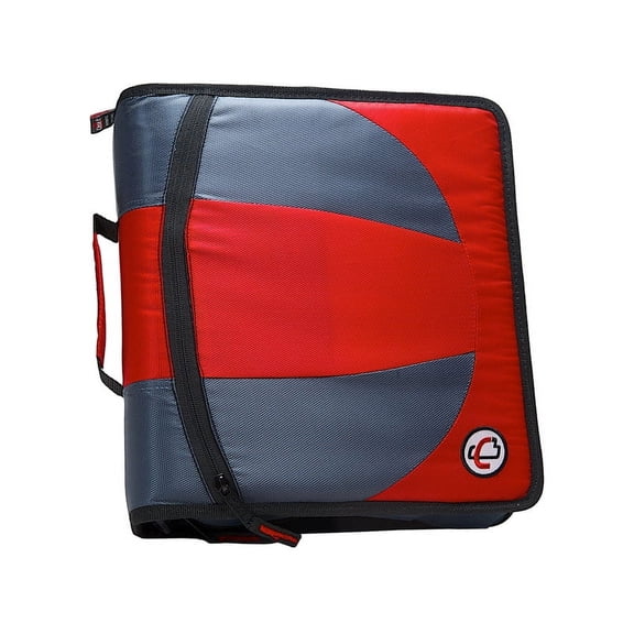 Case-It Dual 2-in-1 Zipper D-Ring Binder, 2 Sets of 1.5-Inch Rings, Red, DUAL-101-RD