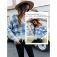 thumbnail image 6 of Xuanfei Women Plaid Deep V Neck Long Sleeve Fringed Ripped Crop Sweater, 6 of 7
