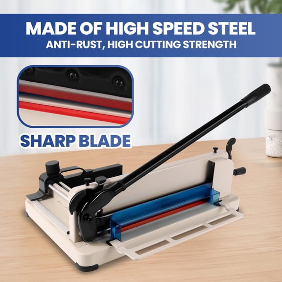 Muweixin A4 Heavy Duty Paper Cutter, 12 Inch, 400 Sheets Capacity, High Speed Steel Blade, White Manual Paper Trimmer for Office Commercial Use