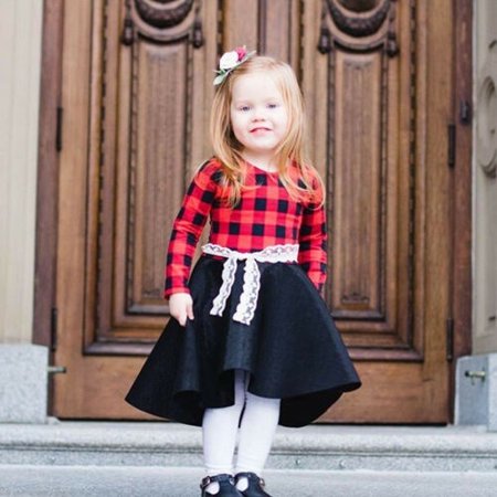Cute Toddler Kid Baby Girl Christmas Outfit Ruffle Long Sleeve Plaid One Piece Dress Party Dresses Xmas Gift Walmart Canada