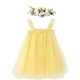 thumbnail image 1 of Vestido de verano popular para niñas, vestido de princesa dulce de malla, falda con orejas de madera y tocado, 1 of 5