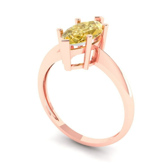 1.5 ct Marquise Cut Simulated Yellow Diamond Solitaire Engagement Ring for Women in 14K Rose Gold