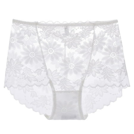 GHSOHS Womens Underwear Panties Thong Panties for Women Thong Women s Underwear Large Size Panty High Waist Small Daisy Lace Briefs Cotton Crotch Seamless Underpants White Thongs Womens Panties L