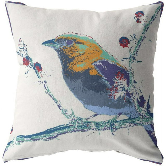 Oreiller en Tissu Intérieur / Extérieur avec Zip en Violet sur White18x18