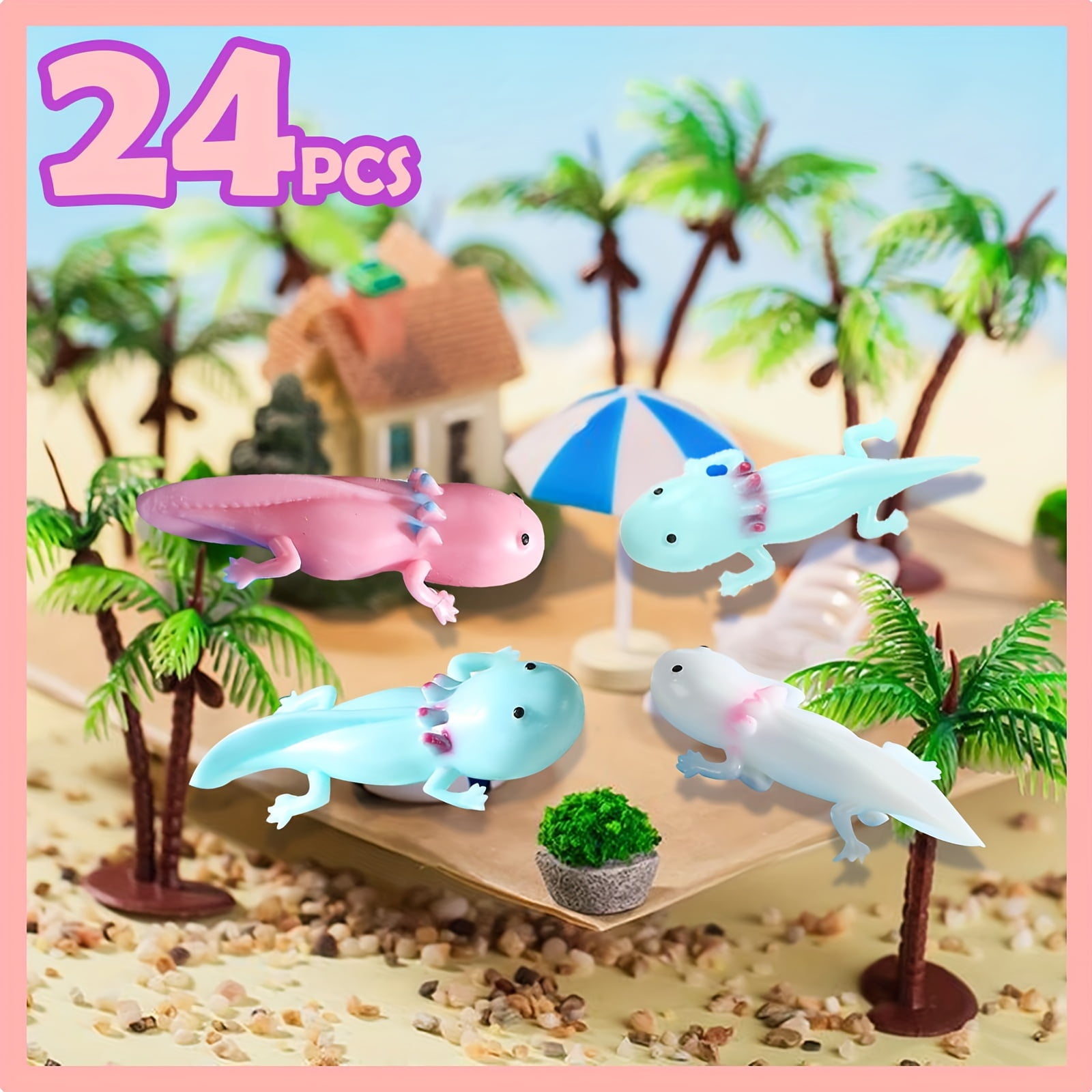 SDOTXA 24pcs 24-Piece Axolotl Finger Toys  Sticky Rubber Dino Flying Catapults  Fidget Toys for Parties  Gifts  Goodie Bags  Halloween & Christmas