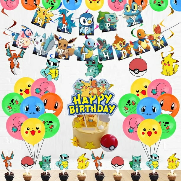 Pokemon ballon de dessin animé décoration, pikachu ballons, kit de fête  danniversaire dessins animés, avec bannière happy birthday - Cdiscount  Maison