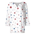 thumbnail image 4 of Women Casual Plus Size Split Neck T Shirts Stars and Stripes 250th Anniversary USA Print 3/4 Sleeve Oversized Tunic Summer Lightweight White M, 4 of 5