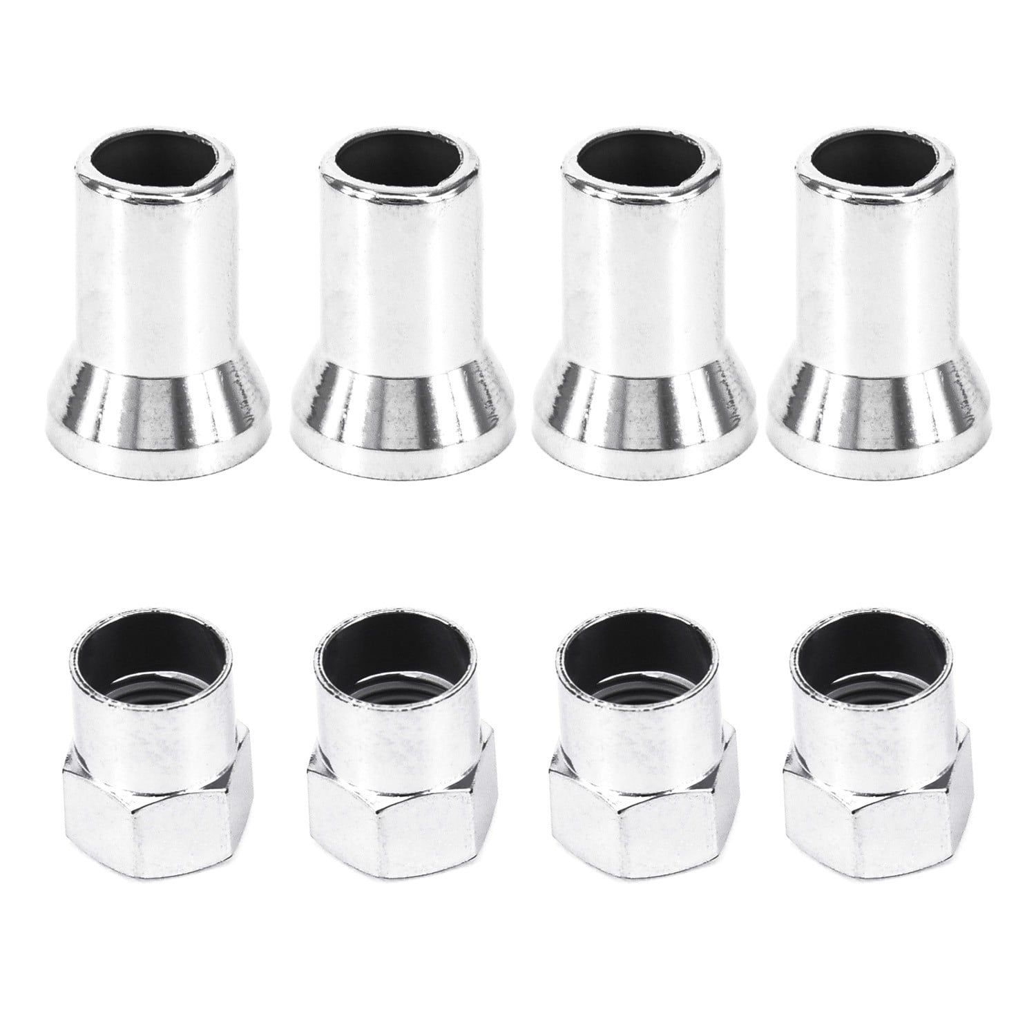 4x Tpms Tire Valve Stem Cap With Sleeve Cover Chrome American Car Truck Silver 