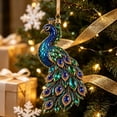 thumbnail image 3 of Clearance Under $1 Peacock Acrylic Ornament, Elegant Art Pendant for Christmas Tree, 3 of 5
