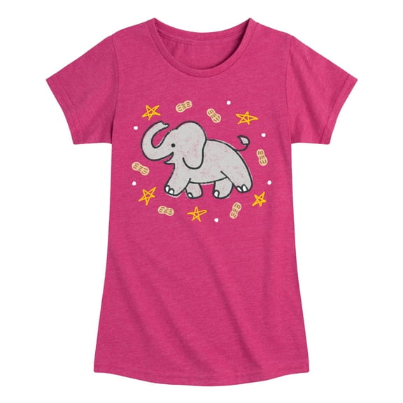 Instant Message - Elephants Love Peanuts - Toddler & Youth Girls Short Sleeve Graphic T-Shirt