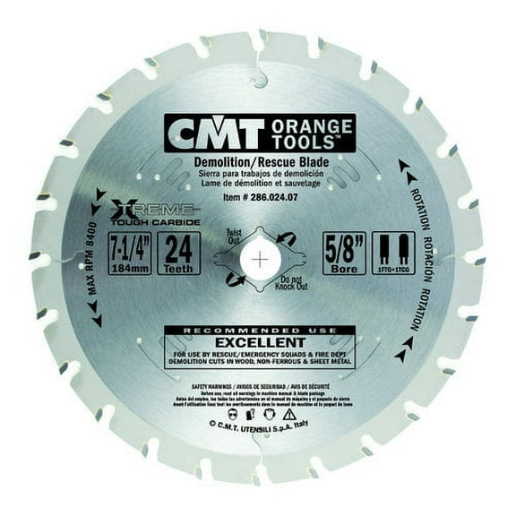 CMT 286.024.12 Demolition and Rescue Saw Blade and 12-Inch by 24 Teeth TCG Grind with 1-Inch Bore