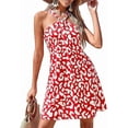 thumbnail image 5 of PRETTYGARDEN Womens Summer Halter Mini Dress Sleeveless Boho Floral Short Sundress Casual Flowy Beach Dresses, 5 of 10