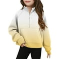 thumbnail image 2 of Spazoro Girls Turn Down Collar Sweatshirts, Soft & Comfy Gradient Color Half Zip Long Sleeve Fall Winter Tops for Girls Yellow Size 11 T, 2 of 5