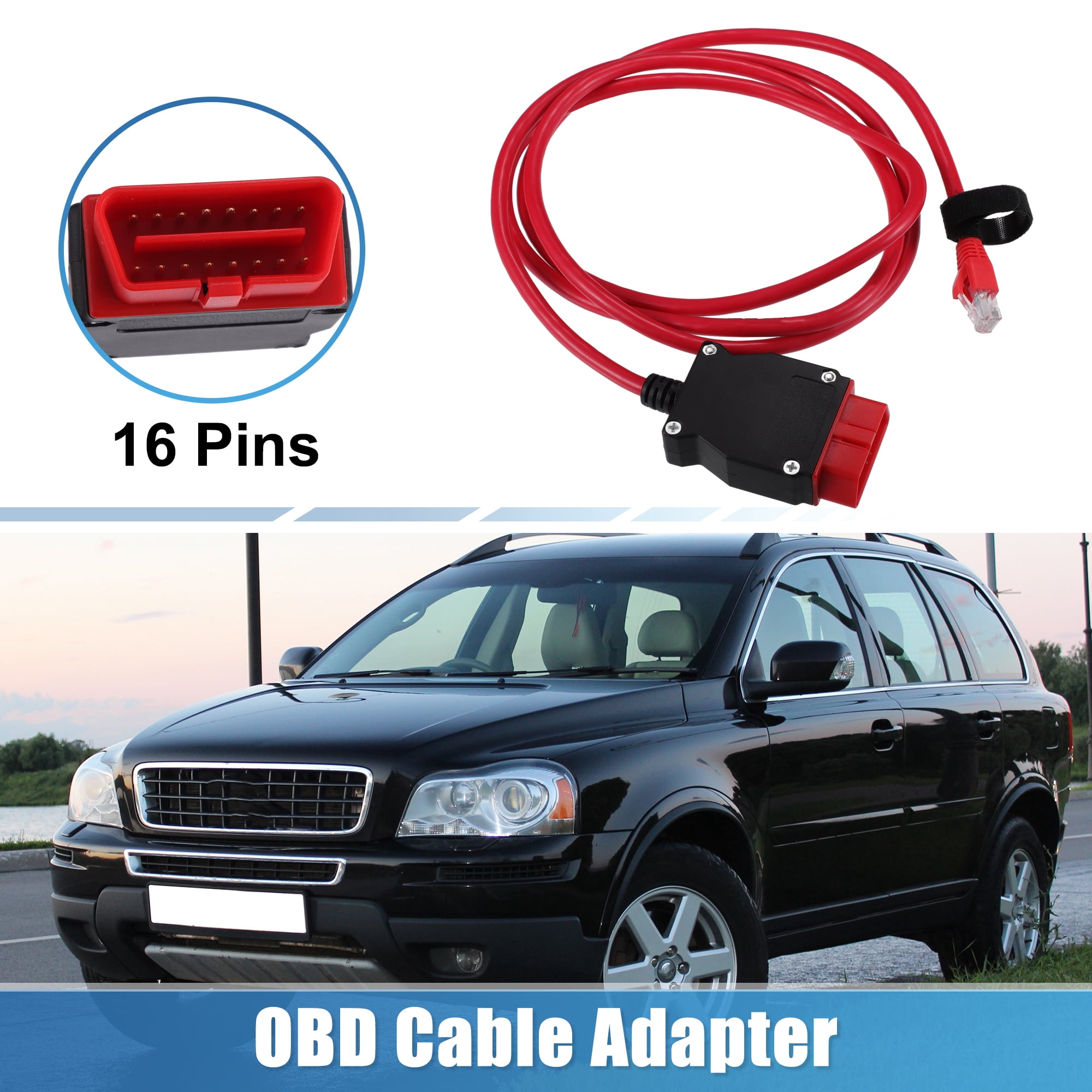 Unique Bargains OBD Cable Adapter Replacement for Volvo Vehicles 2016 Red Metal Plastic