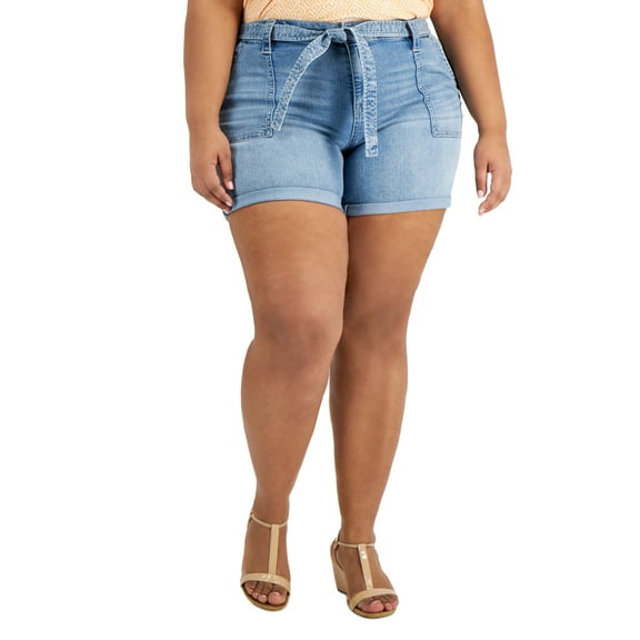 Style & Co Plus Denim Utility Shorts Layla 24W