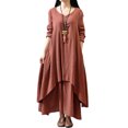 thumbnail image 1 of Vestido Vestido de cuello redondo de mezcla de algodón Traje de vacaciones para mujer con estampado de flores (Marrón M) Ygjytge Marrón T M para Mujer, 1 of 7