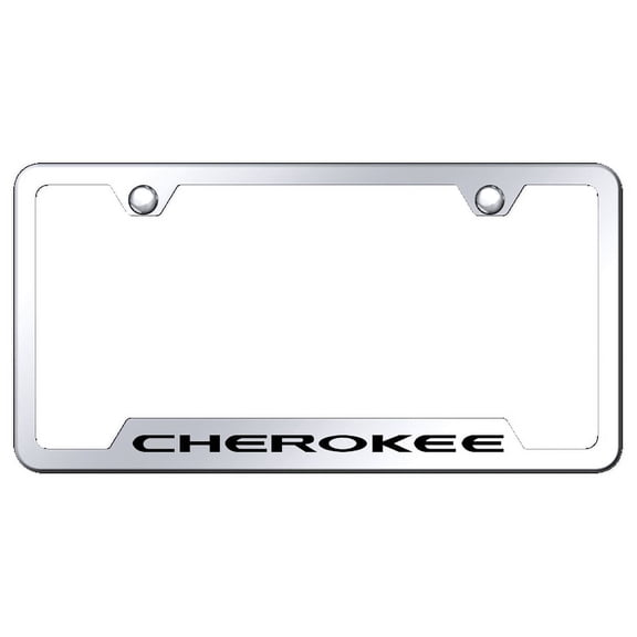Jeep Cherokee Laser Etched Logo Cut-Out License Plate Frame (Chrome)