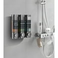 thumbnail image 6 of Shampoo and Conditioner Dispenser，Shower Soap Dispenser Wall Mounted No Drill Shampoo Dispenser，Shower Dispenser 3 Chamber 3 * 300ml No Drill Gungray with Labels, 6 of 10