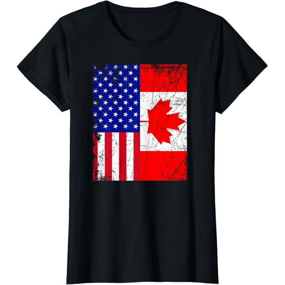 Canadian American Shirt USA Canada Flag 4th of July Tshirt