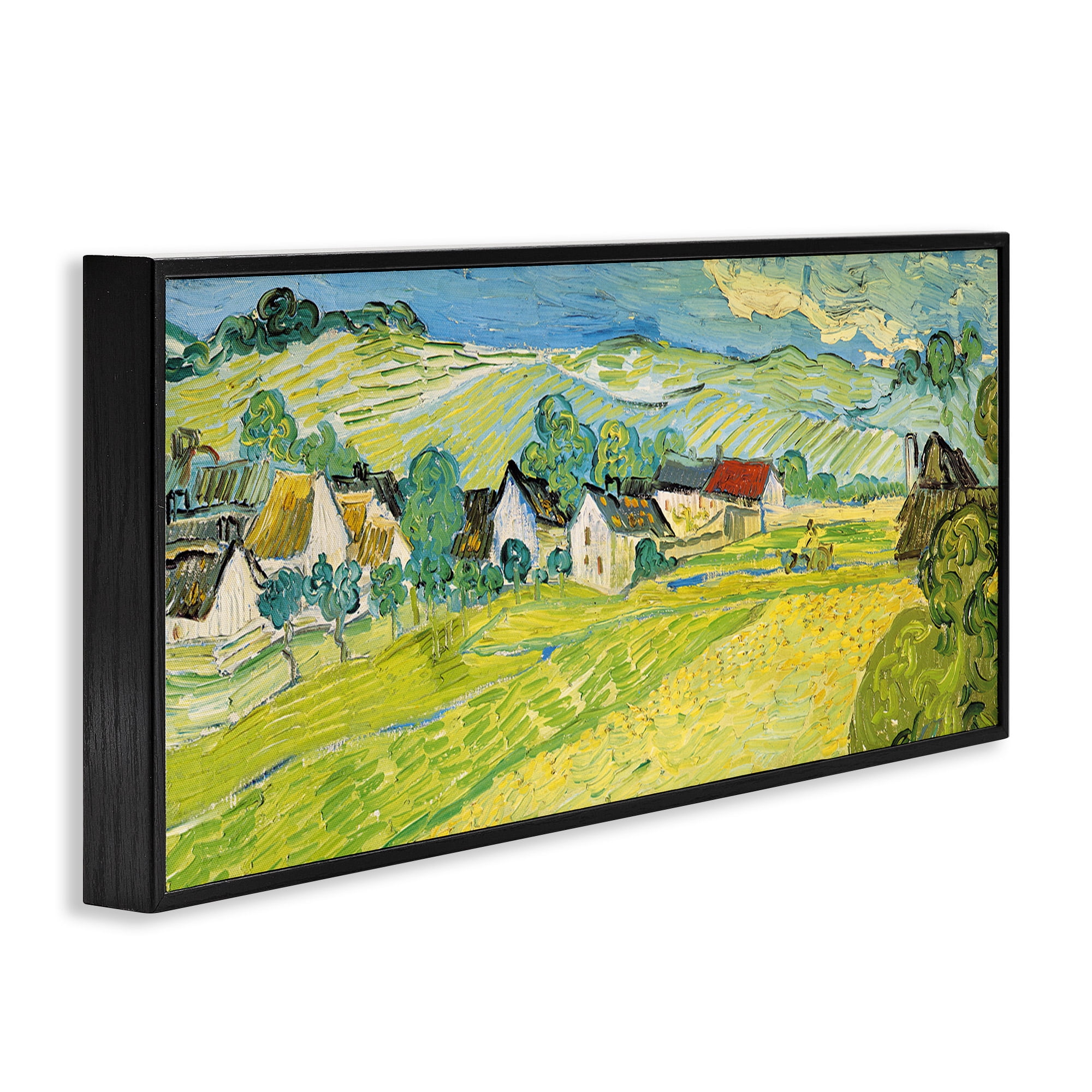 Stupell Industries Van Gogh Sunny View Painting Landscape Painting Black Framed Art Print Wall Art, 30 x 13